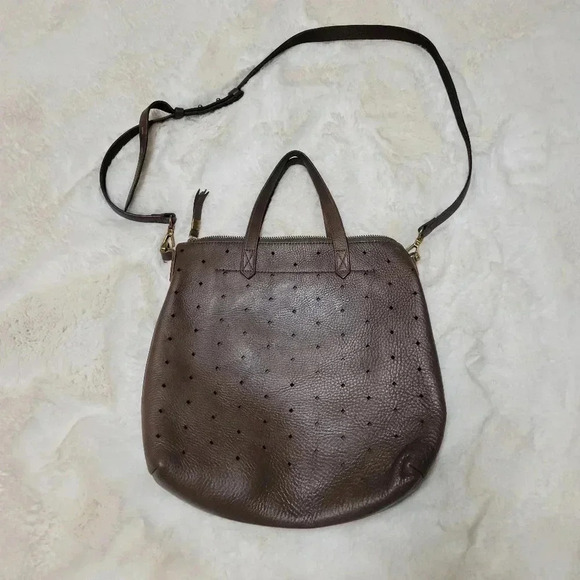 Madewell The Mini Transport Crossbody Bag Geo Holepunch Edition Dark Brown - Picture 1 of 12